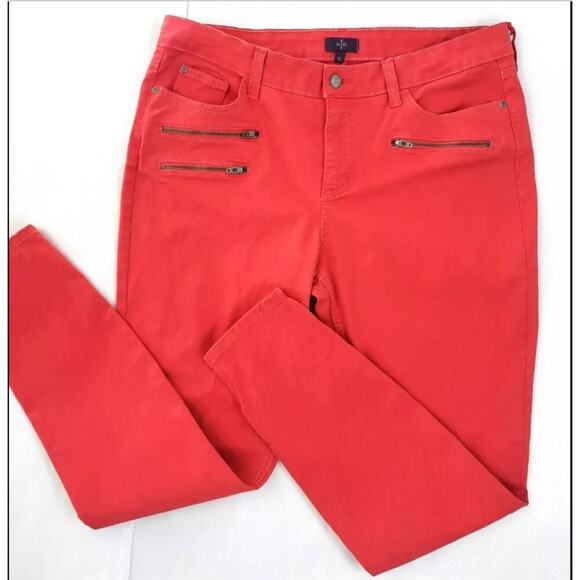 NYDJ Denim - NYDJ Super Skinny Pink Jeans with Zipper Front Pockets (14)